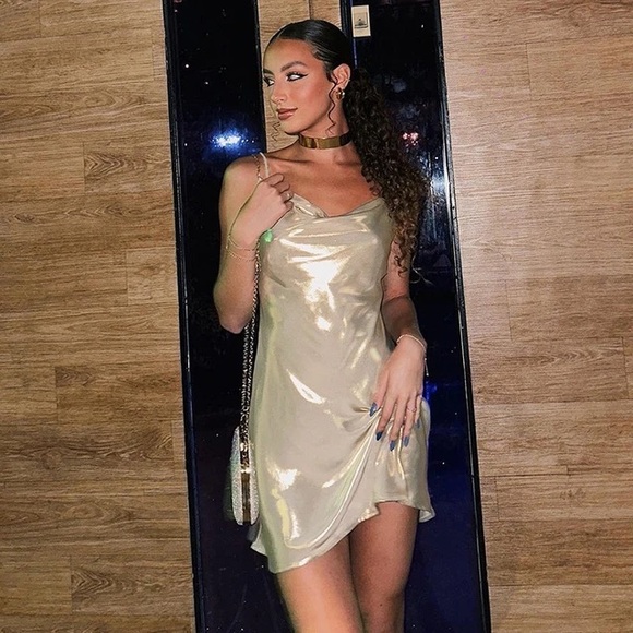 Zara METALLIC RHINESTONE STRAPPY MINI DRESS - Picture 10 of 16